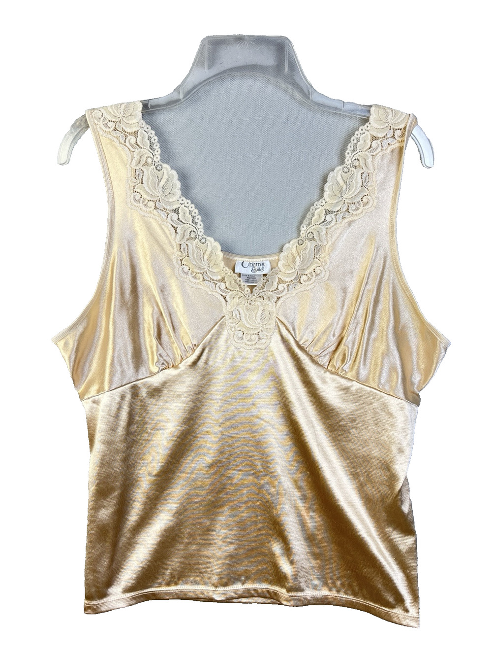 Cinema Etoile Camisole Women Large Crean Lace Stretch Babydoll Lingerie Top